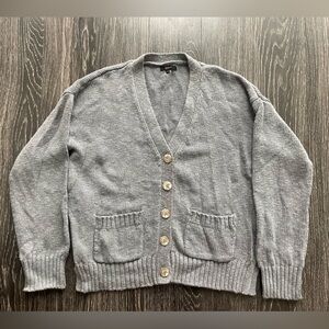 Quince Cotton Linen Relaxed Cardigan Dusty Blue Medium